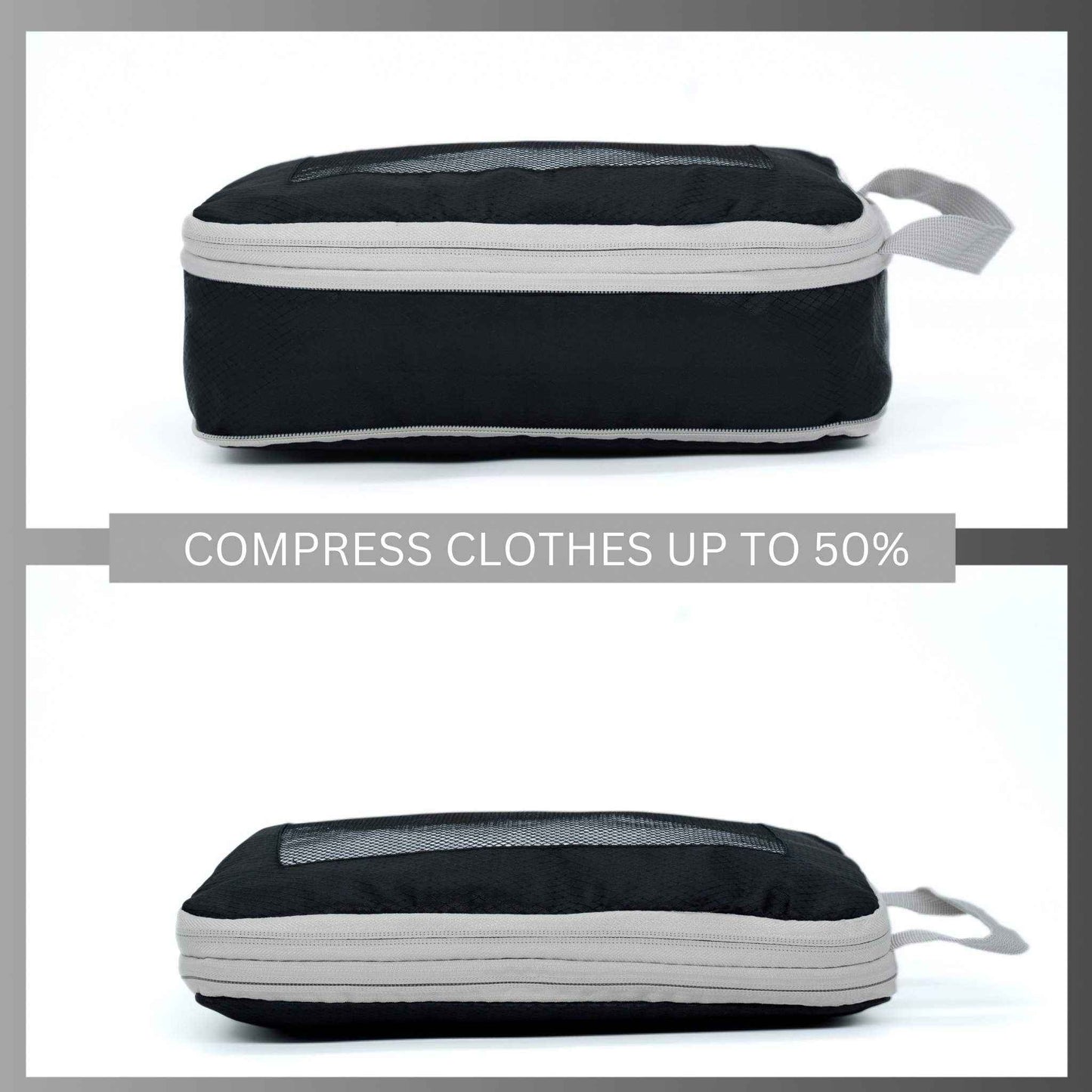 Travel Hack - Ripstop Compression Packing Cubes for Travel, in Black