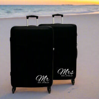 MR AND MRS GIFTS FOR BRIDE AND GROOM HONEYMOON - UK TRAVEL HACK LUGGAGE COVERS WITH PERSONALISATION