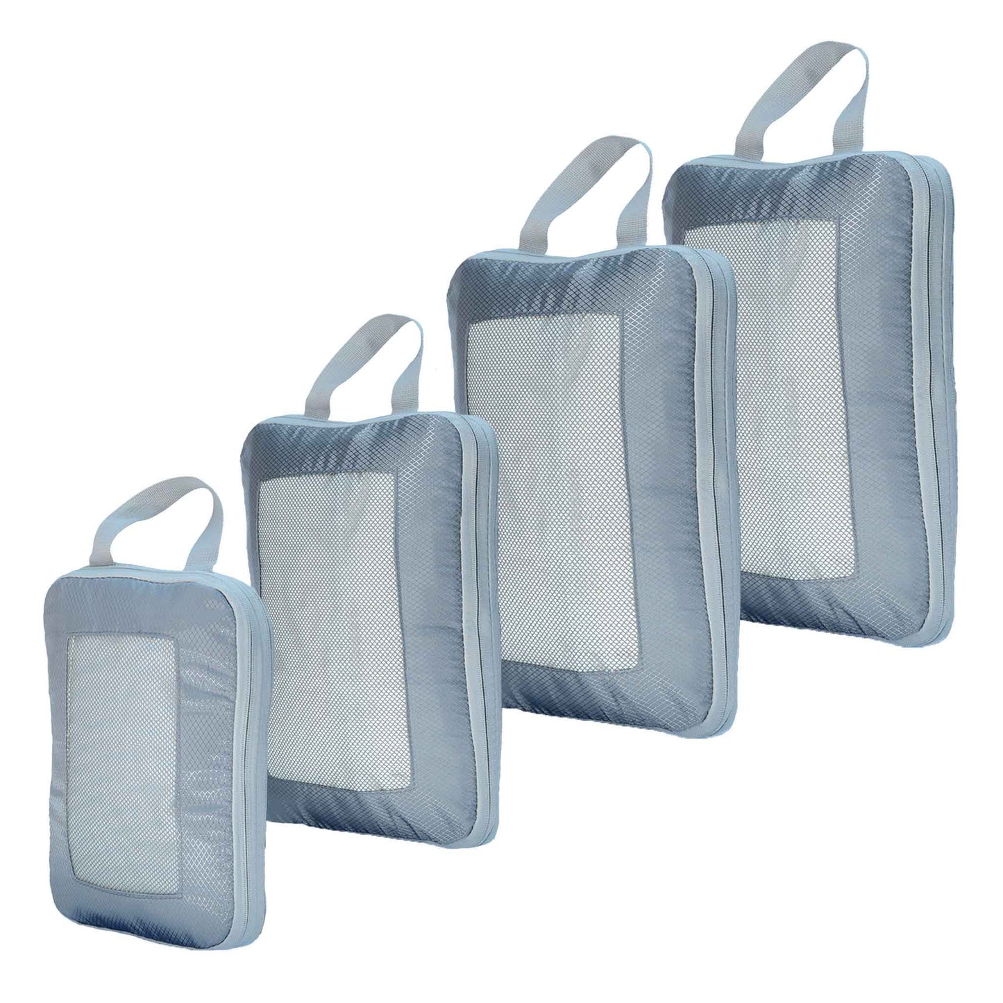 Ripstop Compression Packing Cubes in Grey - 4 Piece Pack Travel Hack