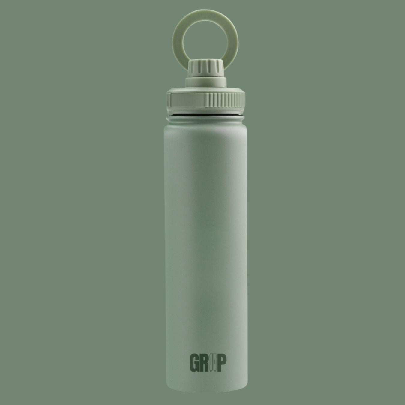 Sage Green Water Bottle Stainless Steel with Magnetic Phone Holder - 740ml 25oz UK stock powder coated