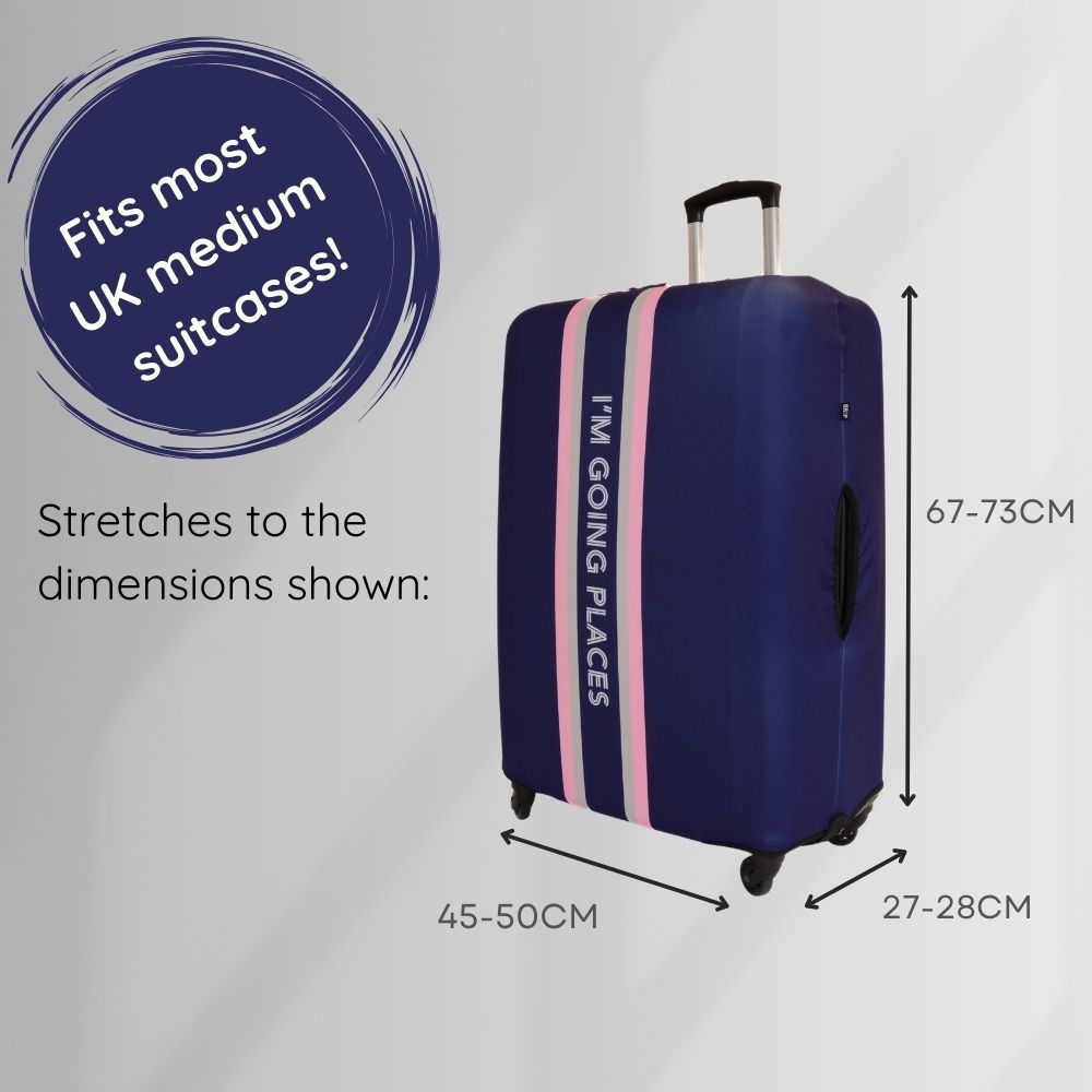 Quality Suitcase Cover Navy Pink UK Stock