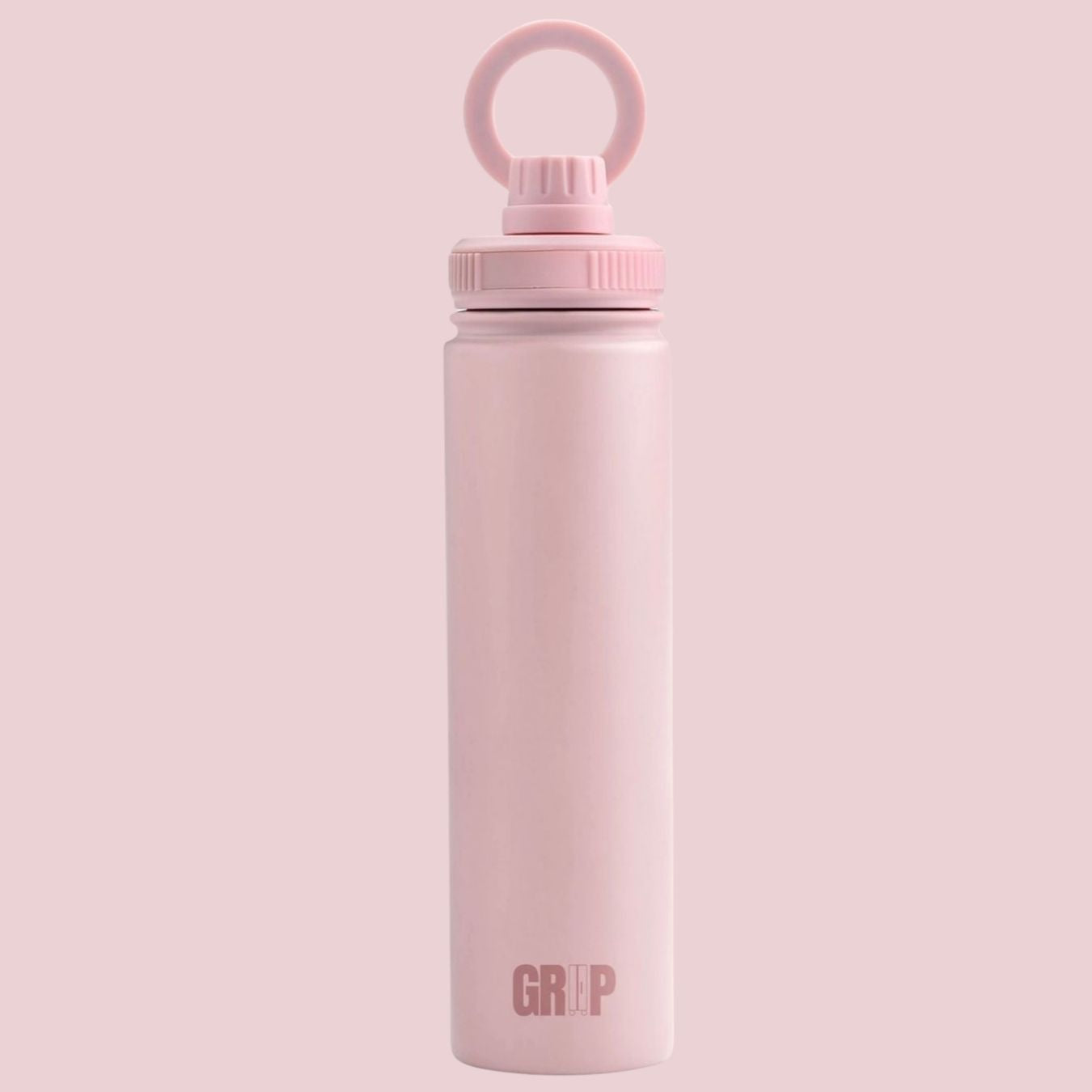Pink Stainless Steel Water Bottle 750ml with Magnetic Phone Holder and free straw lid UK stock personalisation available