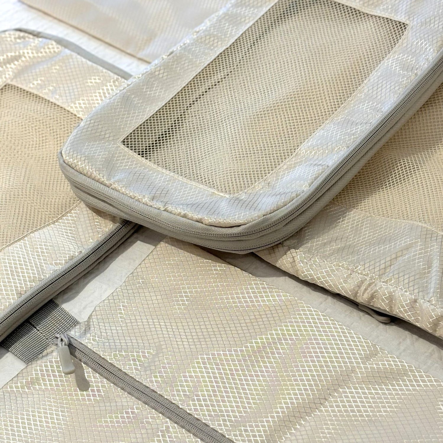 Beige Compression Packing Cubes Travel Hack