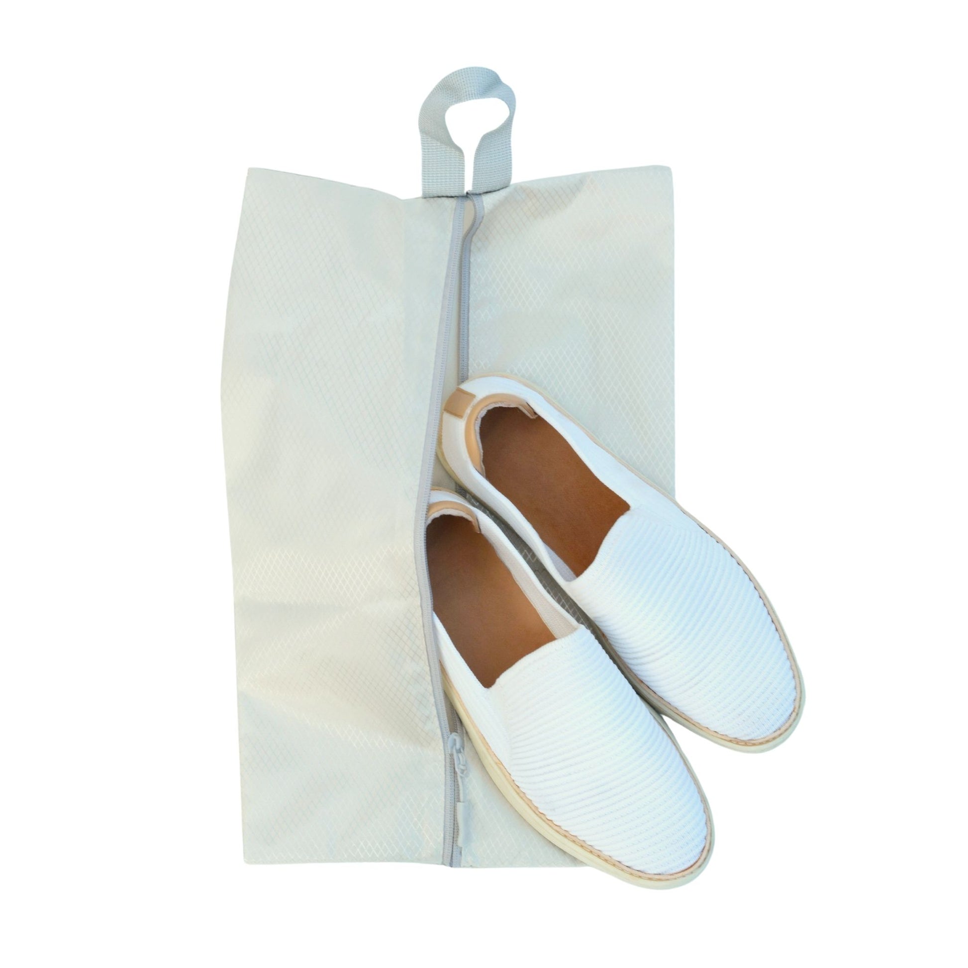 Beige Shoe Bag Travel Hack, shoes not included.