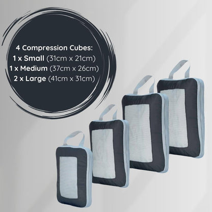 Quality Black Compression Packing Cubes UK Stock Dimensions