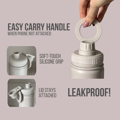 Magnetic Phone Holder Insulated Water Bottle