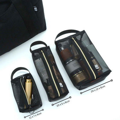Luxury Travel Toiletry Bags in Black UK Stock for Men and Women 3 Piece Pack