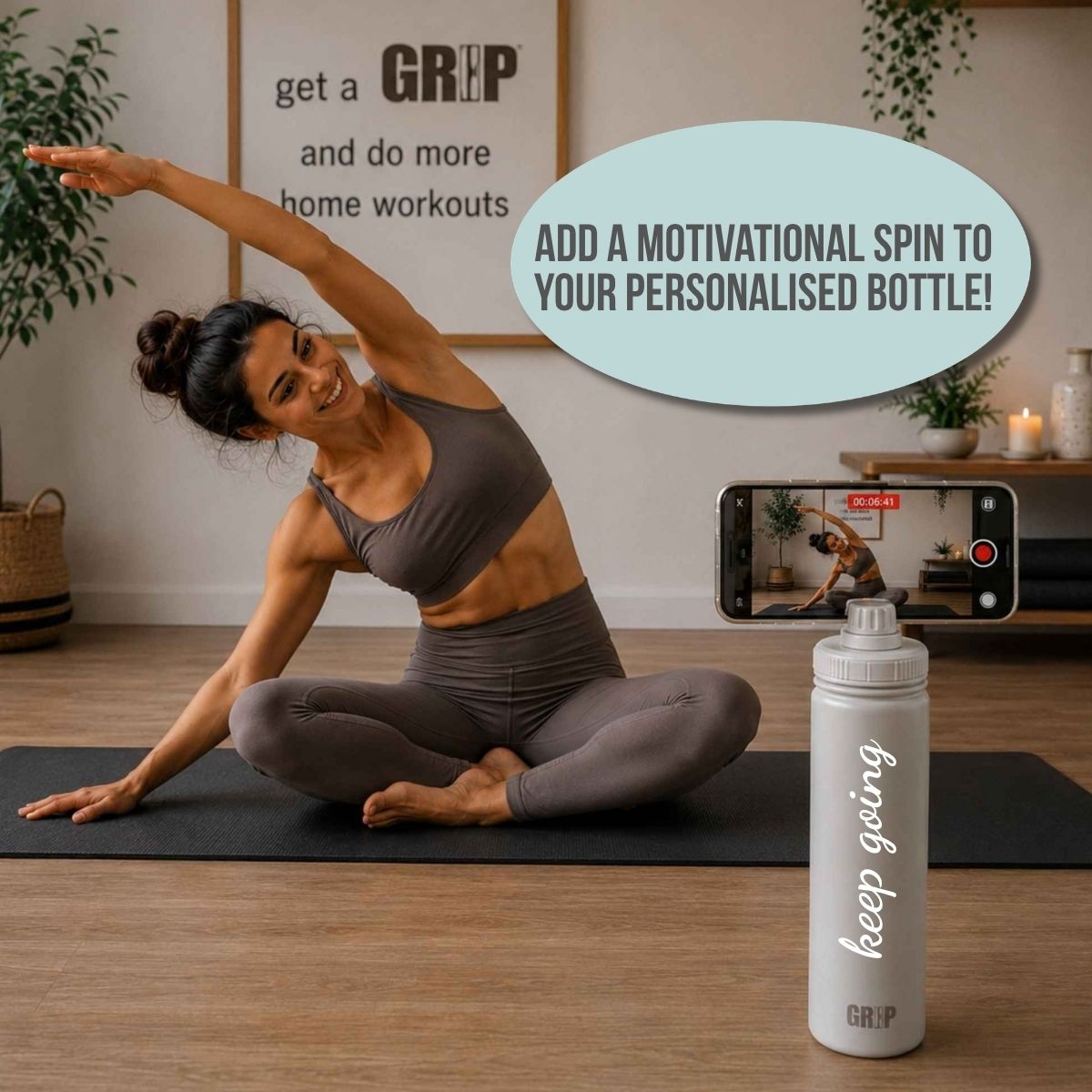 Magnetic Phone Holder Insulated Water Bottle