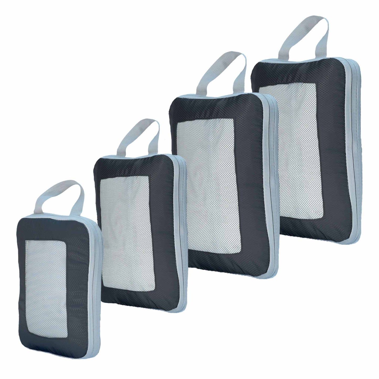 Ripstop Compression Packing Cubes Black - 4 Piece Pack Travel Hack