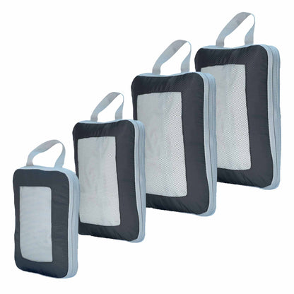 Ripstop Compression Packing Cubes Black - 4 Piece Pack Travel Hack