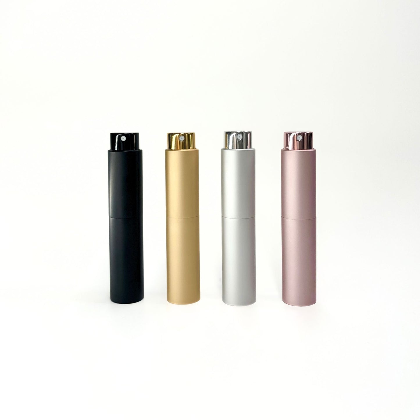 Travel Size 10ml  Perfume Atomiser Bottle in Matt Black, Gold, Pink and Silver , stocking filler