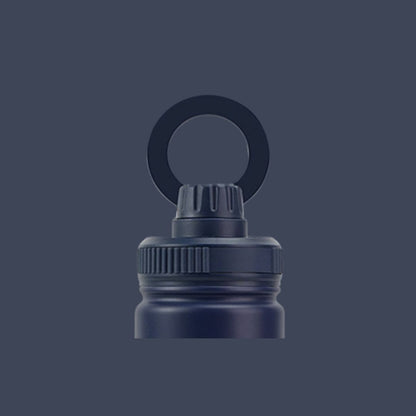 Navy blue magnetic replacement lid for Grip Luggage Water Bottle with build-in phone holder magnet 