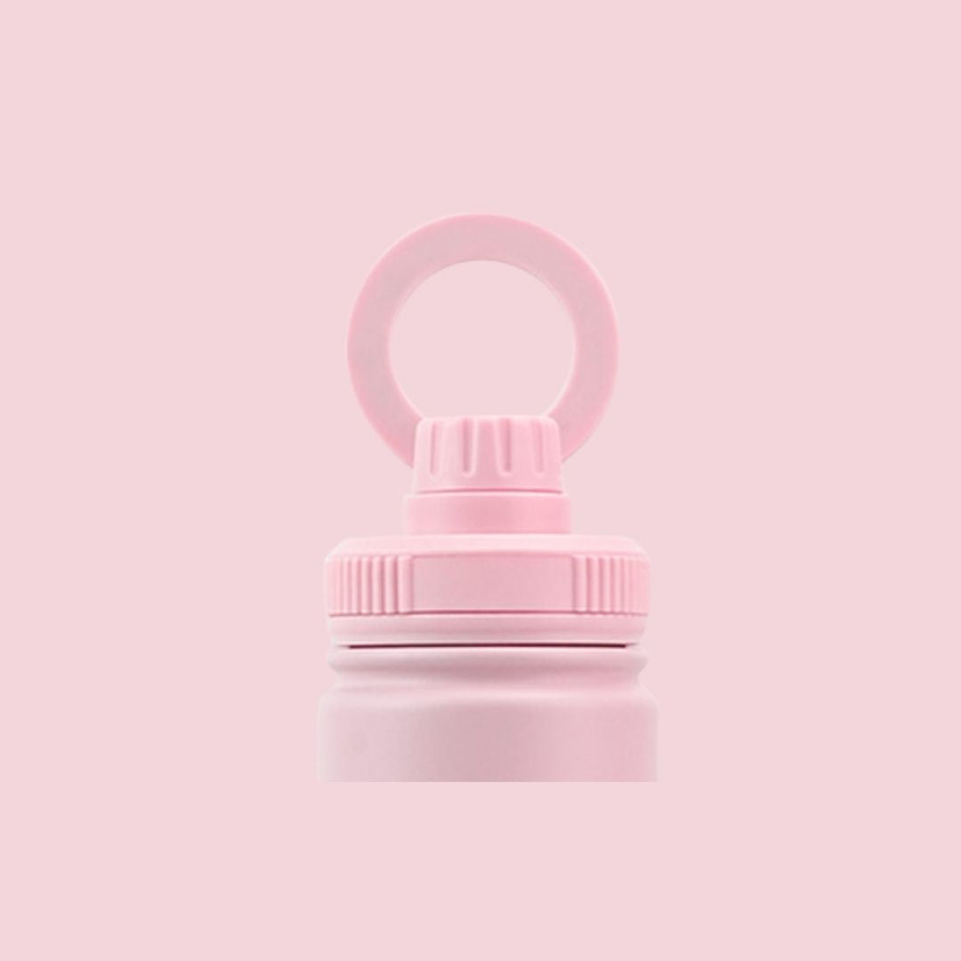 Pink magnetic replacement lid for Grip Luggage Water Bottle with build-in phone holder magnet 